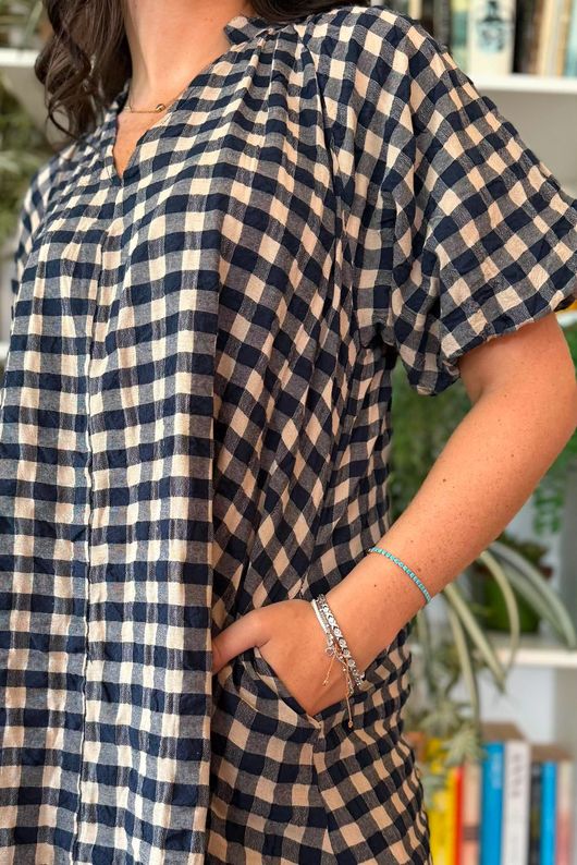 Bibi Gingham Pocket Tunic Navy